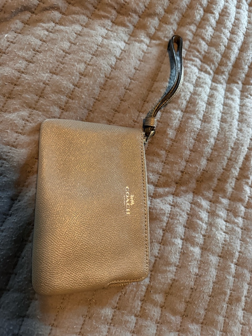 Coach Grey Wristlet wallet card holder with Strap
